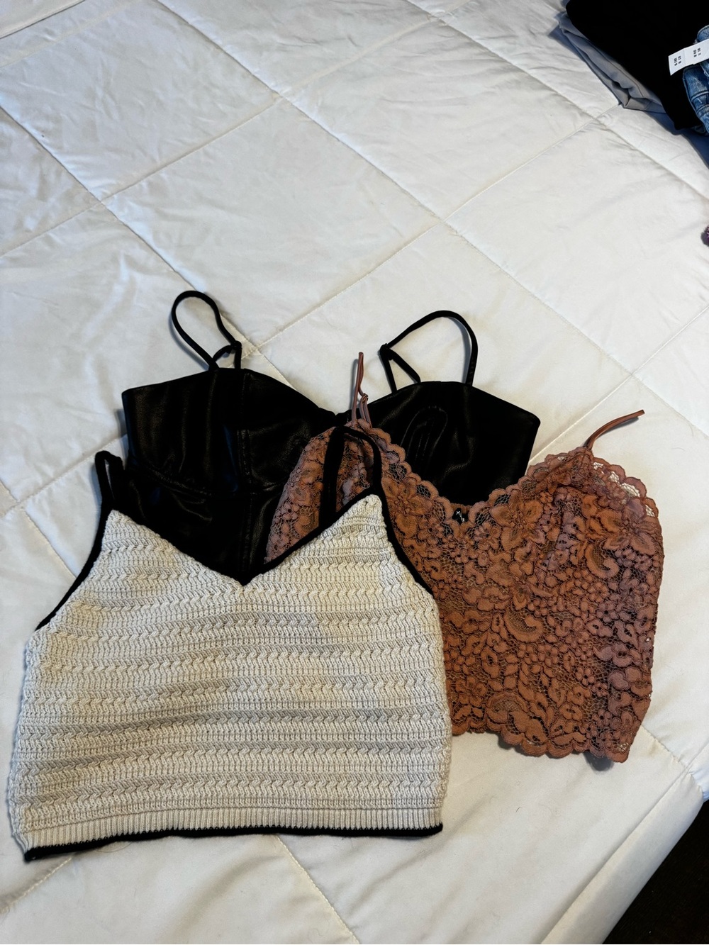 Set of 3 Crop Tops, Size Medium
